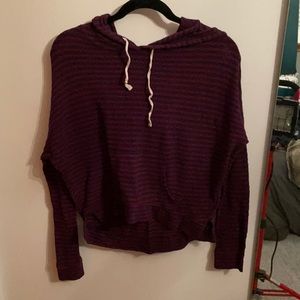 Red and navy blue knit light weight hoodie